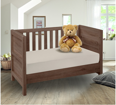 Jersey plachta s lycrou do postieľky JD17 – latte – 60–70 × 120–140 cm (1)