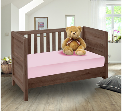 Jersey plachta s lycrou do postieľky JD22 – ružová – 60–70 × 120–140 cm (1)